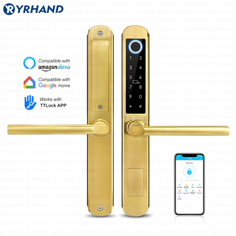Smart Lock For Sliding Door - IP66, Altın Rengi, Paslanmaz Çelik, Kaydırmalı