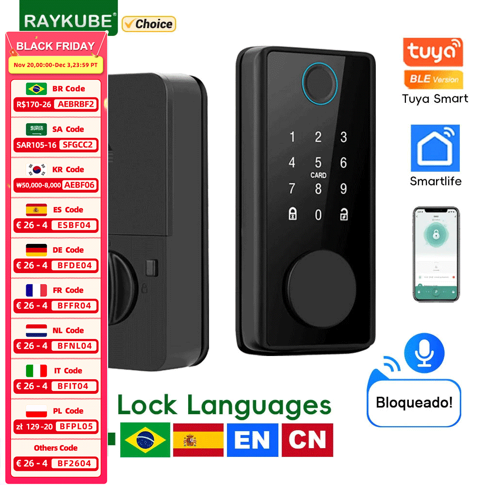 Smart Lock Deadbolt Keypad Bluetooth - RAYKUBE DS01 4 dil Tuya Bluetooth