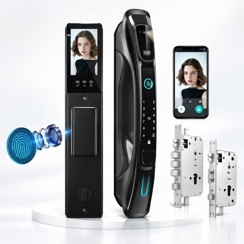 Video Door Lock With Camera Peephole - Akıllı Kilit, 3D Yüz Tanıma, El