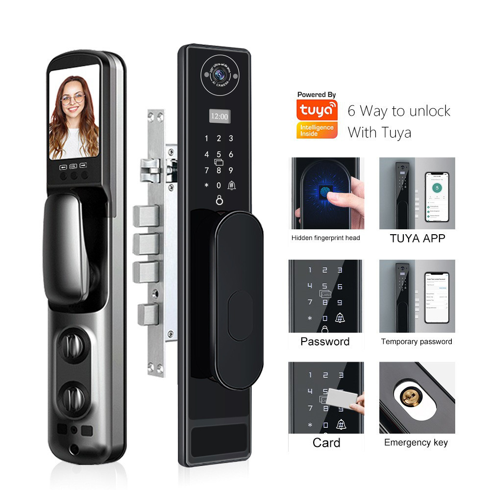 Smart Door Lock With Camera Intercom - Otomatik TUYA Wifi Kedi Gözü Parmak