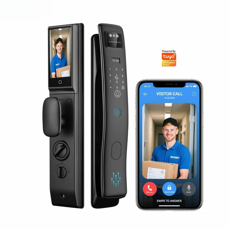 Smart Door Lock With Camera Intercom - Fabrika Fiyatı 3D Yüz Tanıma Özellikli