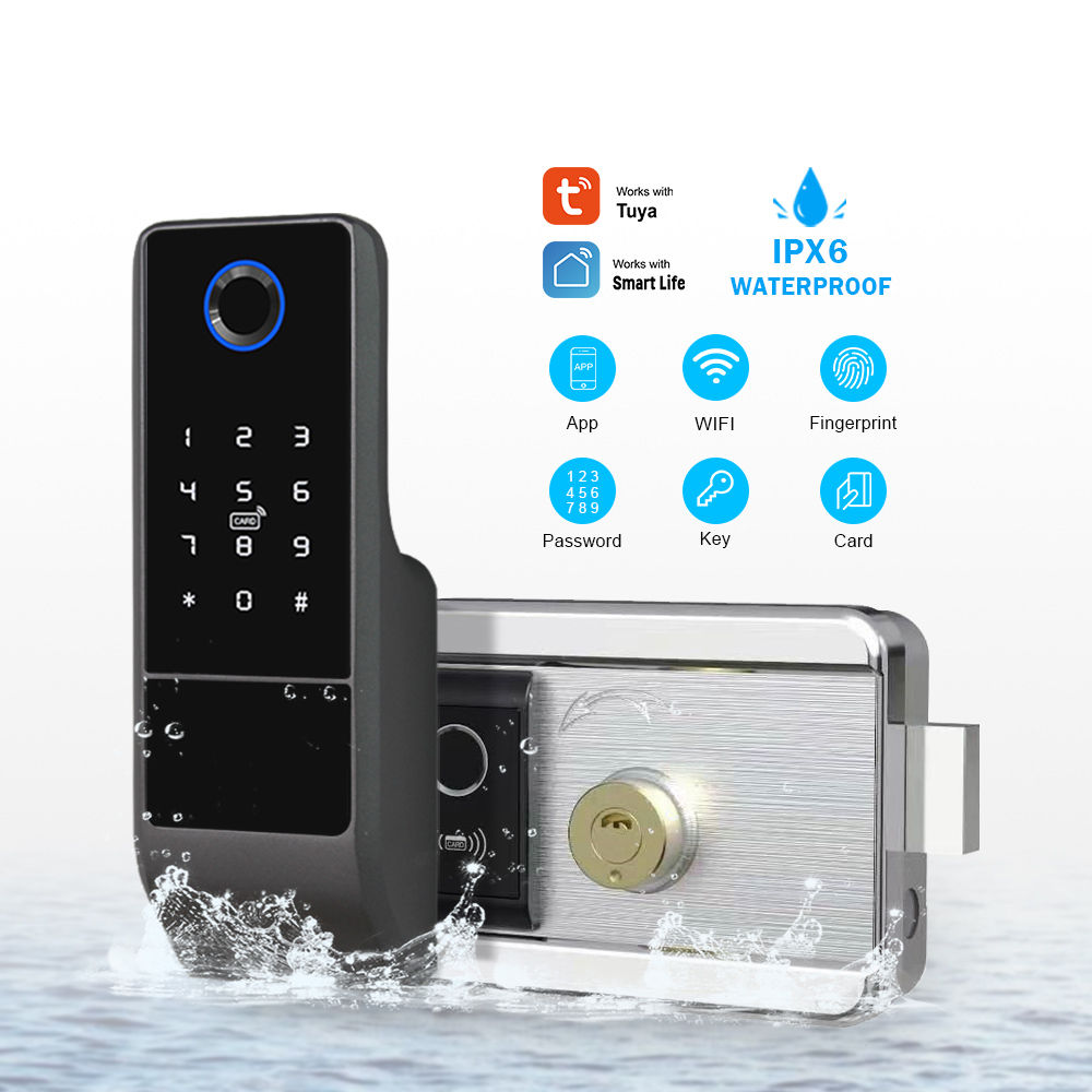 Smart Door Lock Fingerprint Wifi - Su geçirmez Tuya APP WiFi Kilidi
