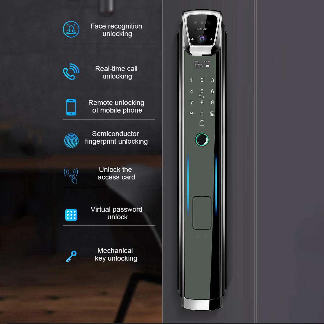 Face Recognition Door Lock - Yüz Parmak İzi Anahtarı Sanal Şifre