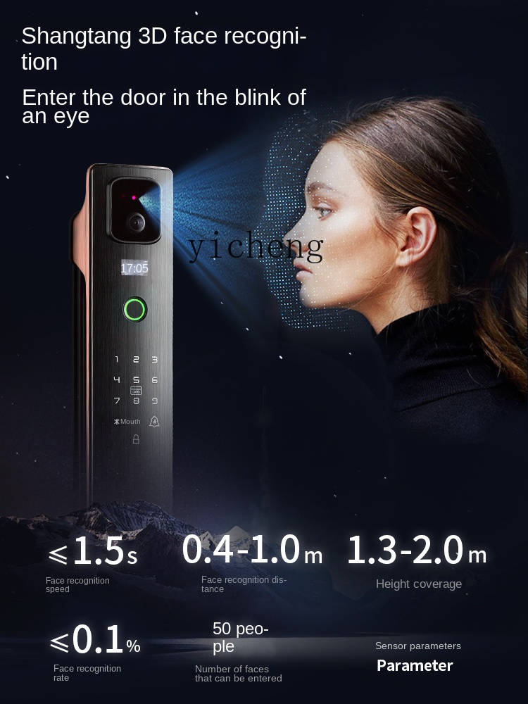 Face Recognition Door Lock - cc293d Yüz Tanıma Akıllı Kilit Şifreli