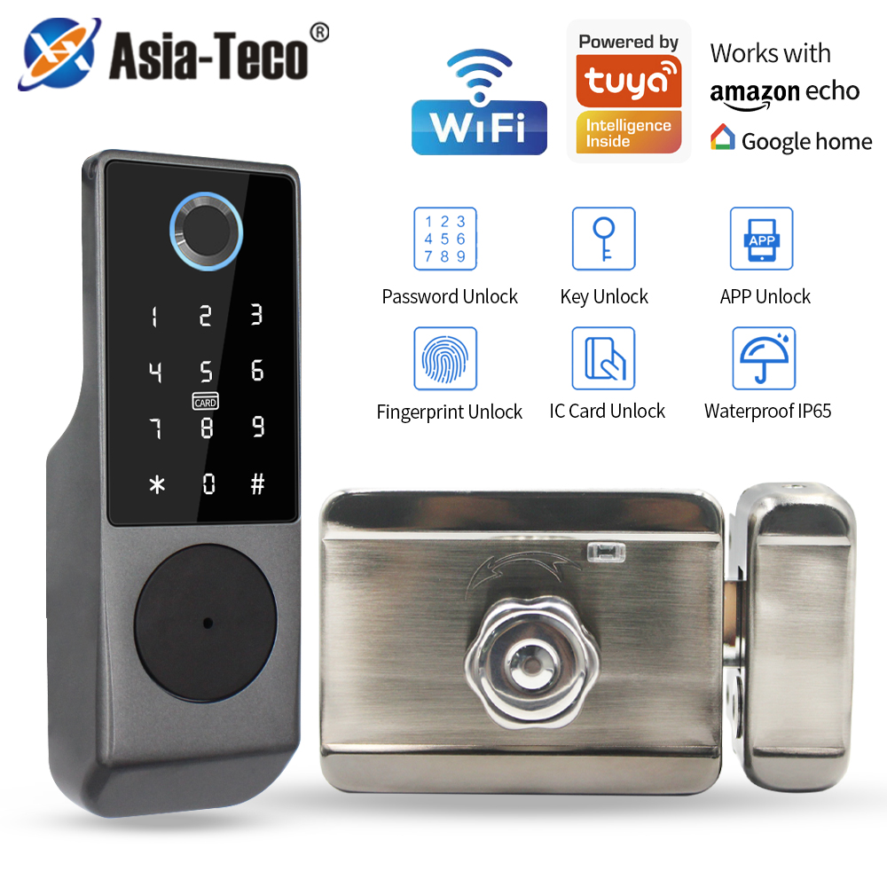 Smart Rim Lock Wifi Fingerprint - Su geçirmez Tuya akıllı çift yan