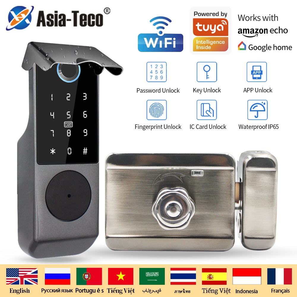 Smart Rim Lock Wifi Fingerprint - Destek Tuya AppParmak İzi Akıllı Kapı