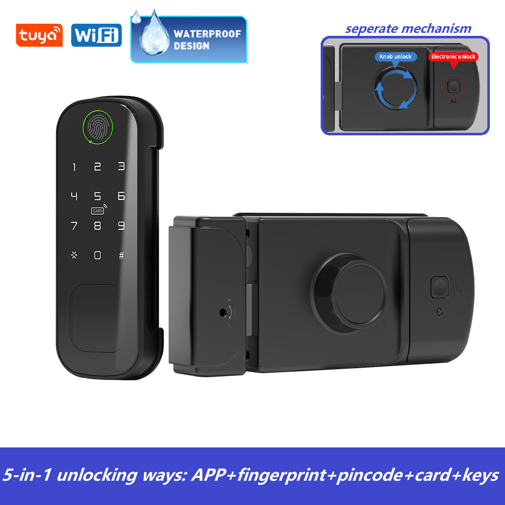 Smart Rim Lock Wifi Fingerprint - Tuya Akıllı Kilit Dış Mekan Su