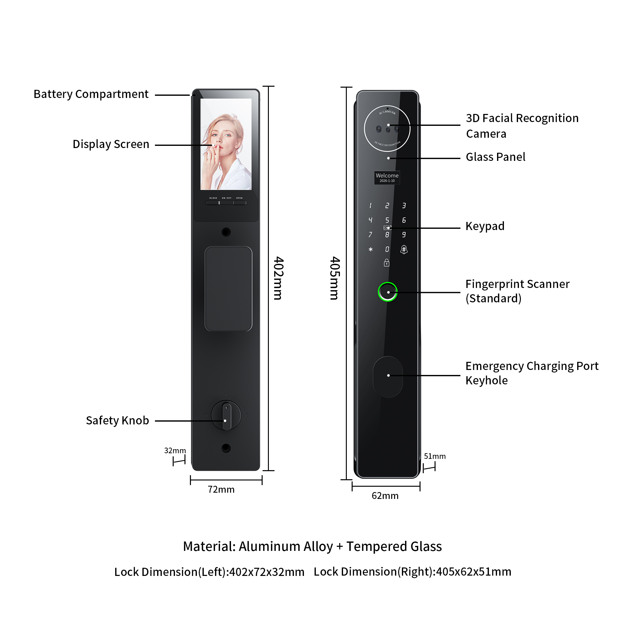Bluelock 3D Yüz Tanıma Akıllı  - Video Door Lock With Camera Peephole incelemesi ve fiyatı
