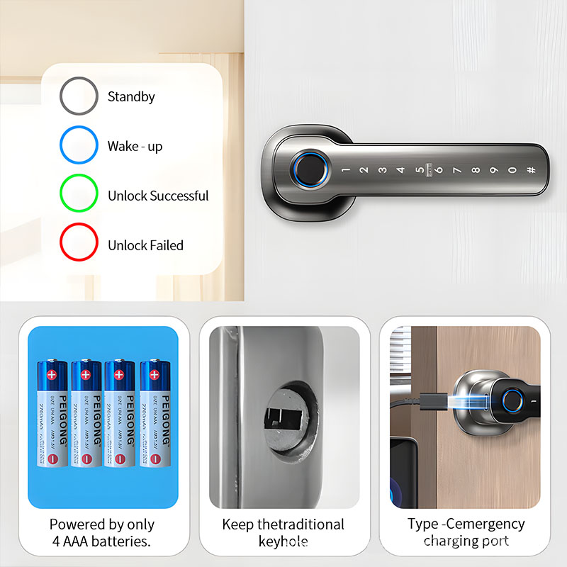 Ev Güvenlik Cihazları Akıllı P - Digital Door Lock Fingerprint Handle incelemesi ve fiyatı