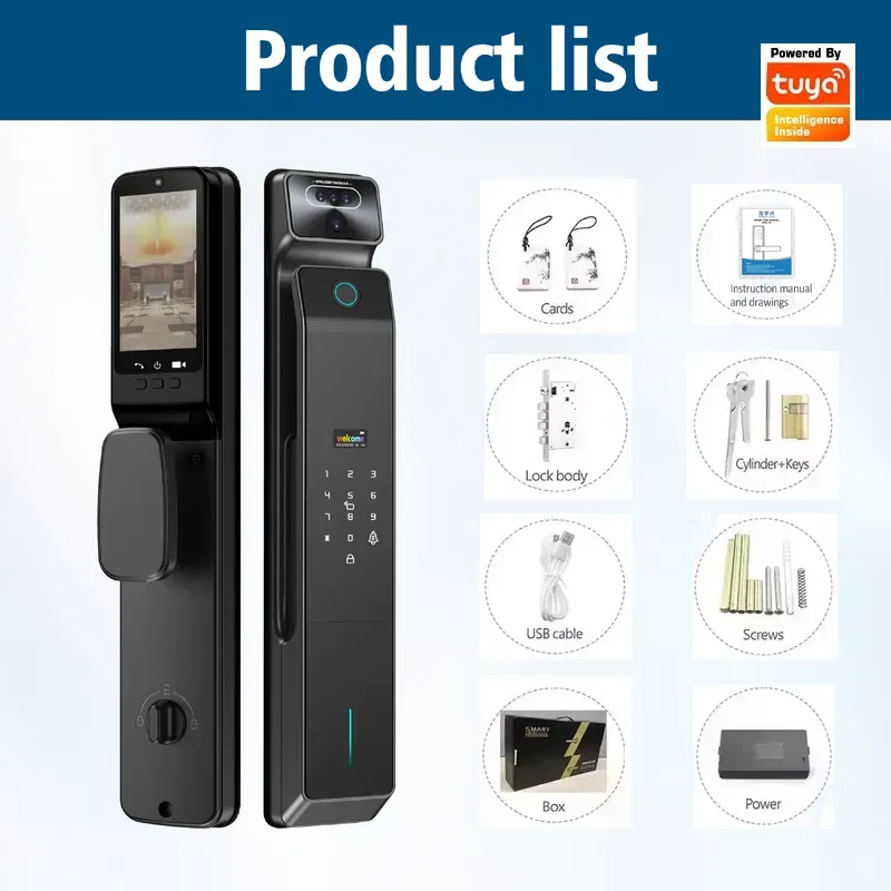 Tuya Şifreli Kilit, Görsel İnt - Smart Door Lock With Camera Intercom incelemesi ve fiyatı