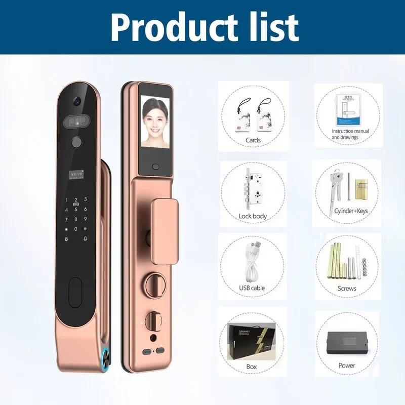 Yüksek kaliteli 3D yüz tanıma, - Smart Door Lock Fingerprint Wifi incelemesi ve fiyatı