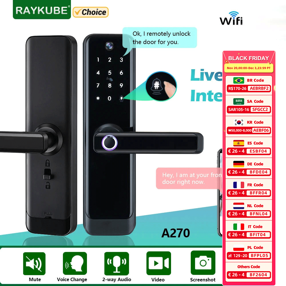 Yeni RAYKUBE A270 Tuya Wifi ik - Video Door Lock With Camera Peephole incelemesi ve fiyatı