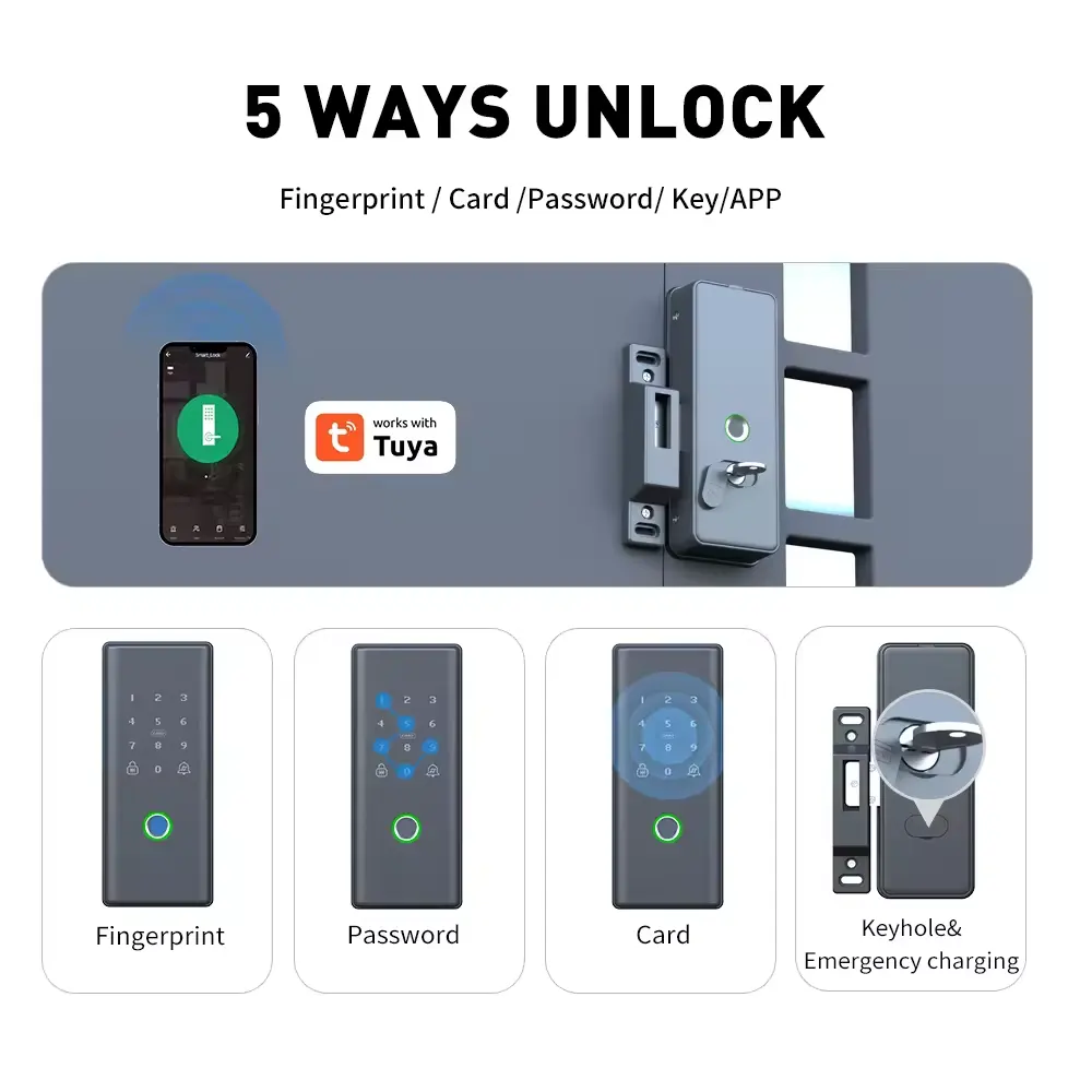 Parmak iziyle çift taraflı kil - Smart Rim Lock Wifi Fingerprint incelemesi ve fiyatı