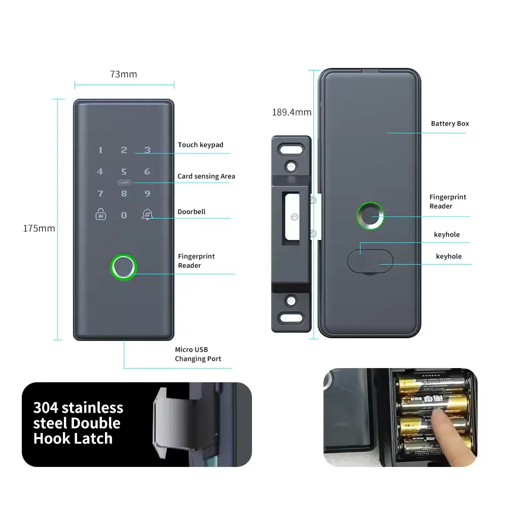 Parmak iziyle çift taraflı kil - Smart Rim Lock Wifi Fingerprint incelemesi ve fiyatı