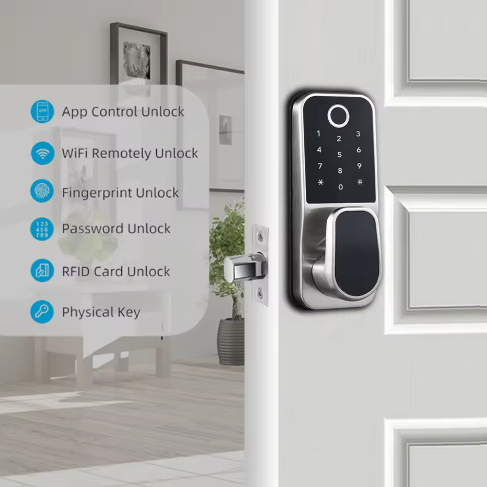 Ev Güvenlik Uzaktan Kumanda Wi - Digital Door Lock Fingerprint Handle incelemesi ve fiyatı