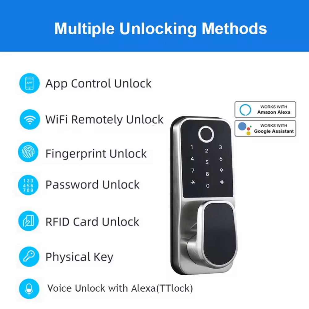 Ev Güvenlik Uzaktan Kumanda Wi - Digital Door Lock Fingerprint Handle incelemesi ve fiyatı