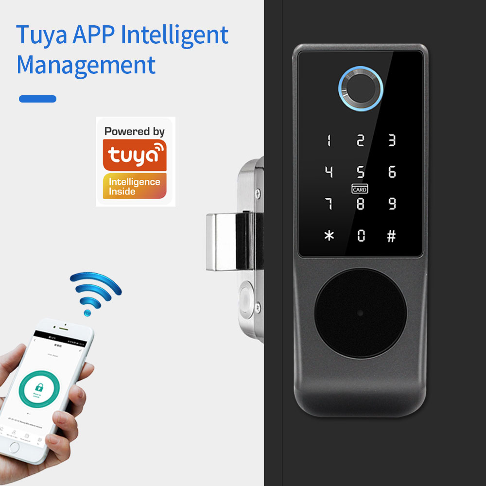 Su geçirmez Tuya akıllı çift y - Smart Rim Lock Wifi Fingerprint incelemesi ve fiyatı