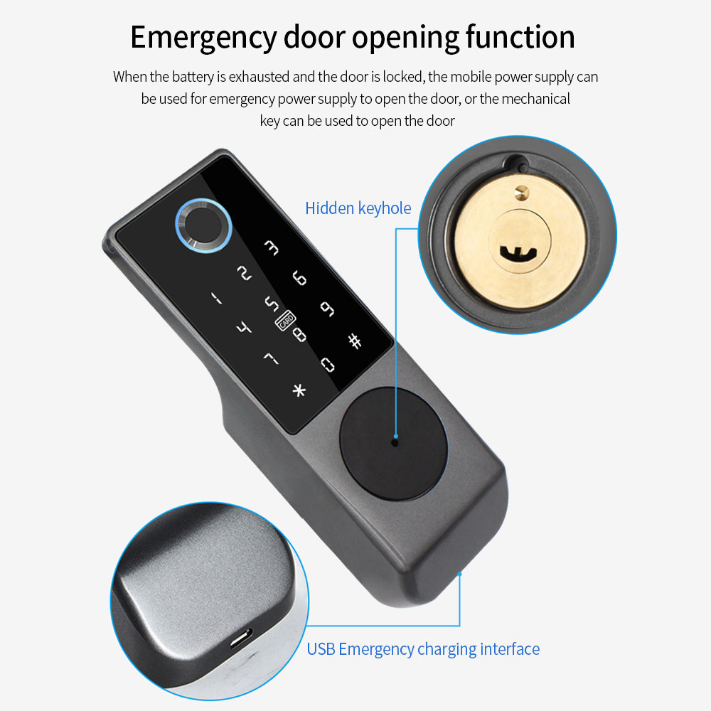 Su geçirmez Tuya akıllı çift y - Smart Rim Lock Wifi Fingerprint incelemesi ve fiyatı
