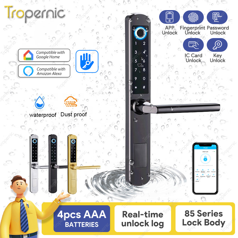 IP66 alüminyum veranda sürgülü - Digital Door Lock Fingerprint Handle incelemesi ve fiyatı