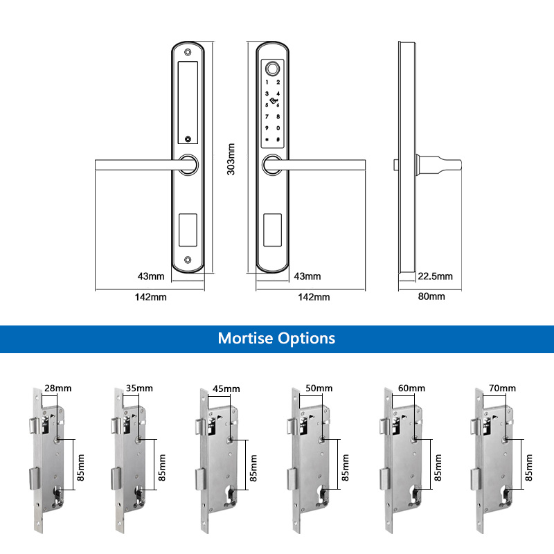 IP66 alüminyum veranda sürgülü - Digital Door Lock Fingerprint Handle incelemesi ve fiyatı