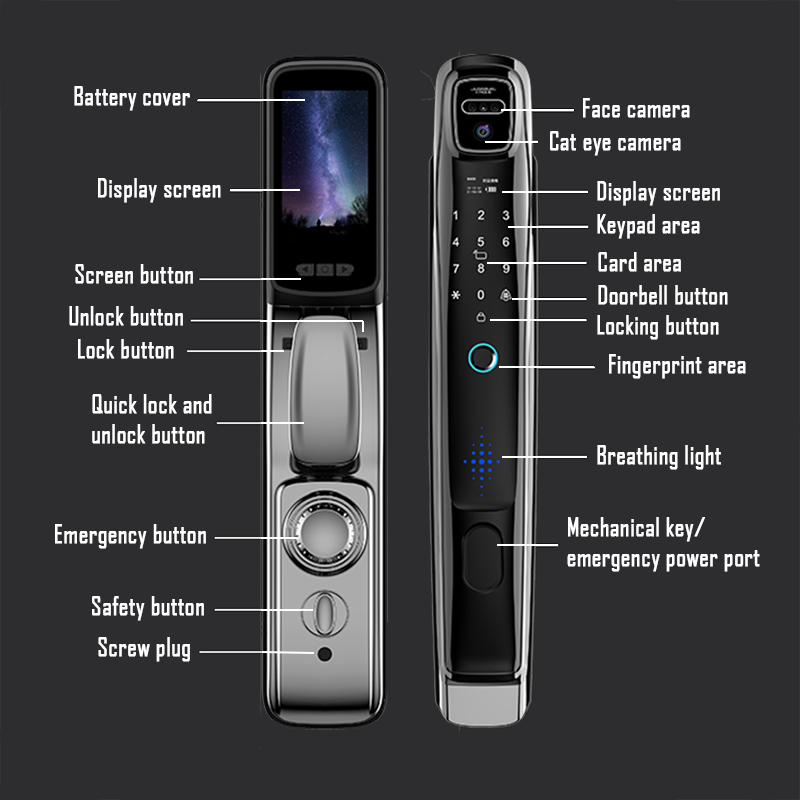 Wifi Tuya APP yüz tanıma akıll - Video Door Lock With Camera Peephole incelemesi ve fiyatı