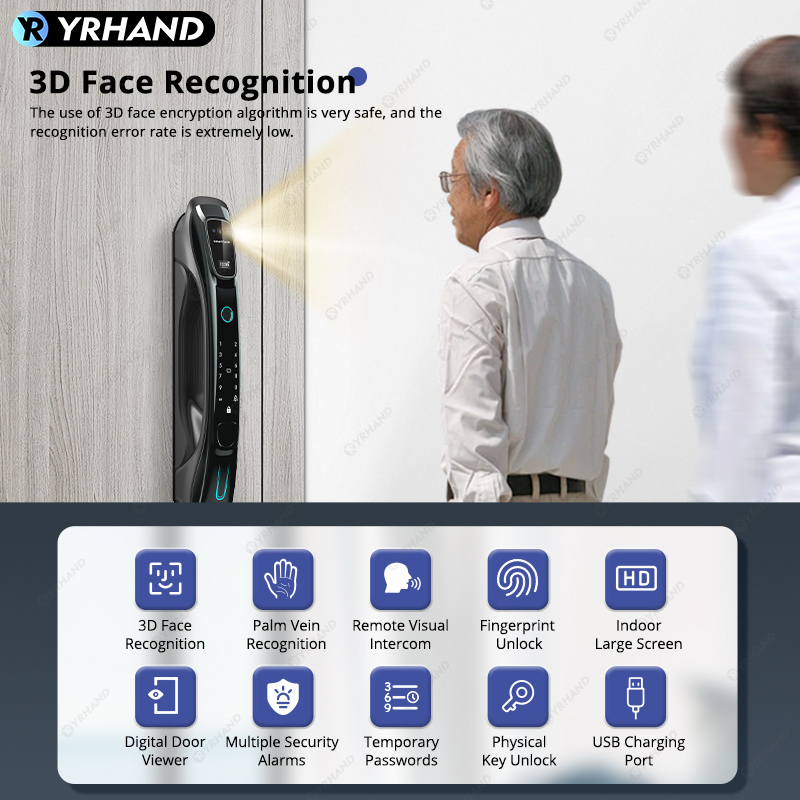 Akıllı Kilit, 3D Yüz Tanıma, E - Smart Door Lock Fingerprint Wifi incelemesi ve fiyatı