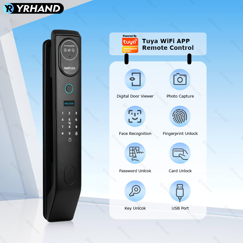 V8 hand V8 Tuya Wifi 3D yüz ak - Smart Door Lock With Camera Intercom incelemesi ve fiyatı